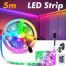 5M Bandes LED  à couleur avec télécommande 12V pour éclairage intérieur et extérieur