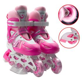 les rouleurs Alignées Confortables pour Enfants avec des roues RGB - ROSE  pointure DE 35- 38  /  38-42