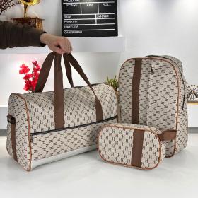 Pack 3Pcs Cabas Sac a Dos et Pochette en Tissue Imperméable Beige