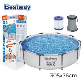 Ste-el Pro Max Piscine Ronde Avec Filtre et Pompe 305x76cm Bestway