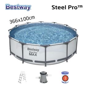 Ste-el Pro Max Piscine Ronde Avec Pompe Filtrante et Echelle 366x10cm Bestway