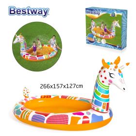 Piscine Rond Gonflable Giraffe Pour Enfants Avec Arroseur 266x157x127cm Bestway 53089
