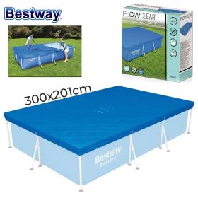 Grand bâche de piscine rectangulaire en polyéthylène 300 x 201 cm Bestway 58106 – غطاء مسبح