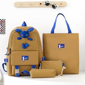 Ensemble de sacs d’école Kawai pour adolescents 4Pcs Lapin X Marron – محفظة 4 قطع كاواي بني