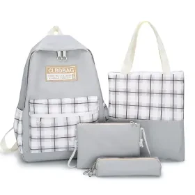 Ensemble de sacs d’école Kawai pour adolescents 4Pcs CLBD V4 Gris – محفظة 4 قطع كاواي رمادي