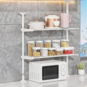 رف قابل للتعديل بمستويين مع قضيب مزدوج قابل للتعديل