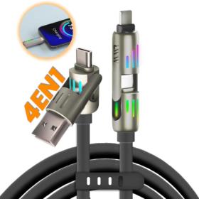 كابل شحن متعدد الوظائف 4 في 1 – USB-C، USB-A، وLightning بقوة 240 واط