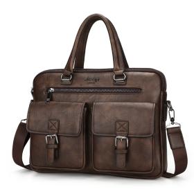 Cartable Homme en Simili Cuir Design Élégant Jeep Marron Foncé – حقيبة جلدية لون بني داكن