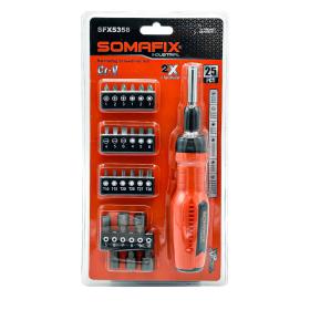 مطقم مفك براغي من 25 قطعة – Tournevis Cliquet SFX5358 Coffret 25 Pièces en Acier Cr-V