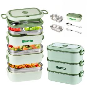 Boîte à lunch 3 Compartiment en Inox 304 , pratique et facile à transporter