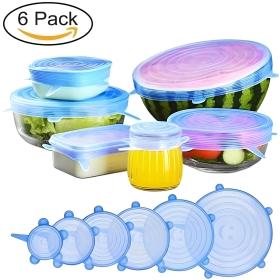 6 couvercles en silicone, extensibles, réutilisables, hermétiques, pour conservation des aliments, pour micro-ondes, pour la cuisine